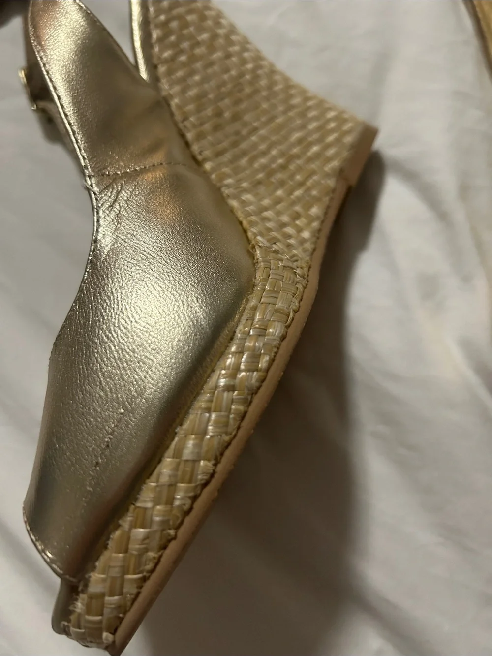 Lilly Pulitzer Metallic Gold Peep-Toe Slingback Platforms
